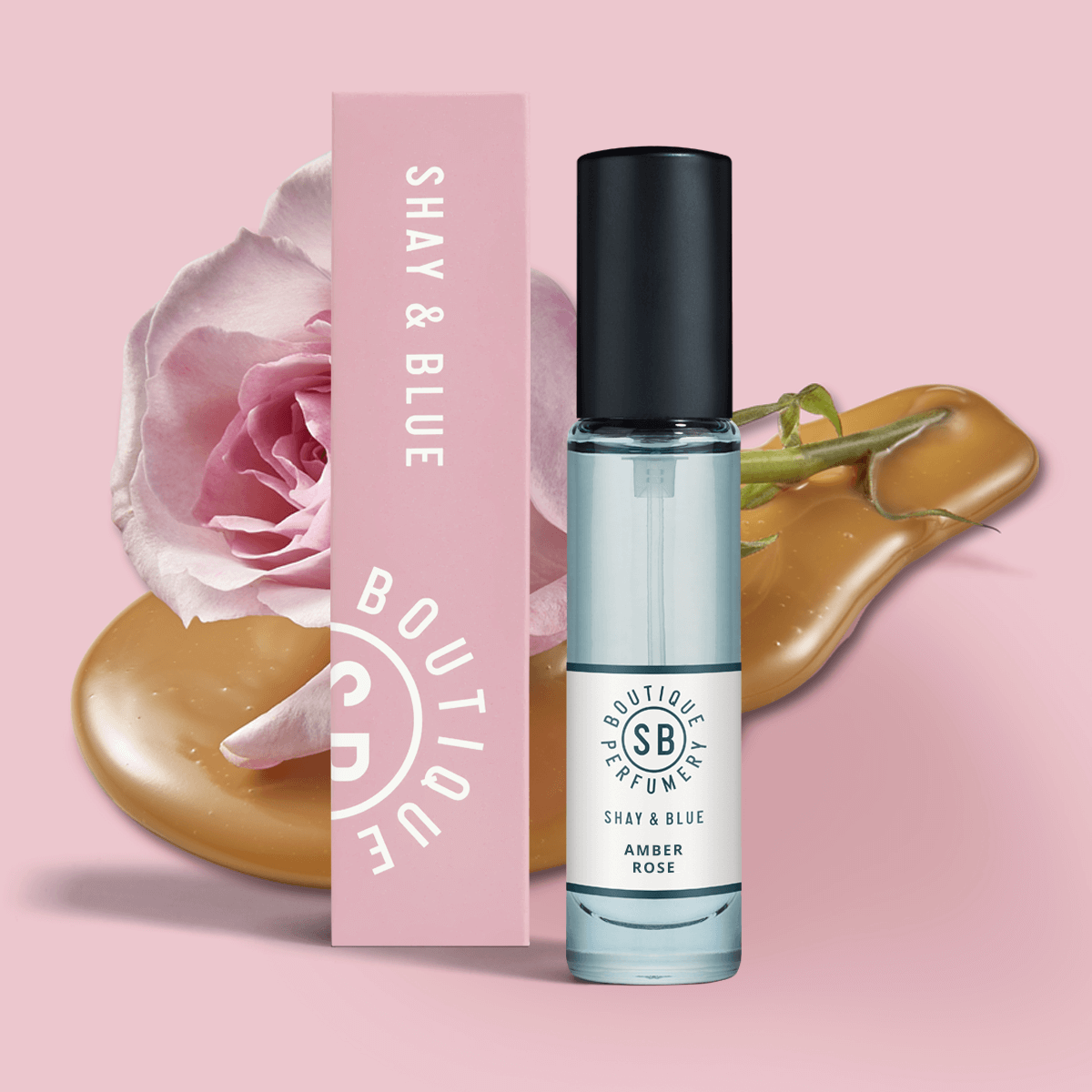 Amber Rose Fragrance 10ml | New season May Rose is blended with white amber and sweet creamy notes. | Clean All Gender Fragrance | Shay & Blue