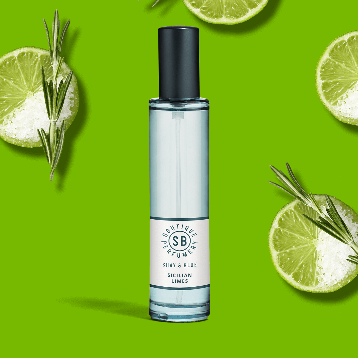 Sicilian Limes Fragrance 30ml | Tangy limes with a happy-hour hit of a salty margarita, rosemary and moss | Clean All Gender Fragrance | Shay & Blue